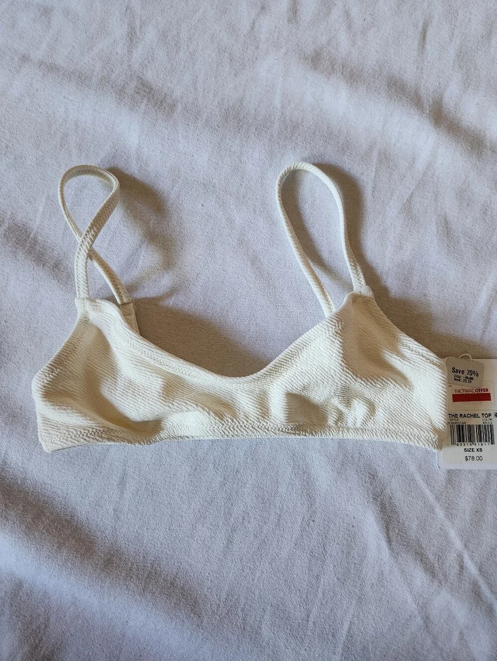 NWT Solid & Striped The Rachel Bikini Top XS Cream Ivory Textured